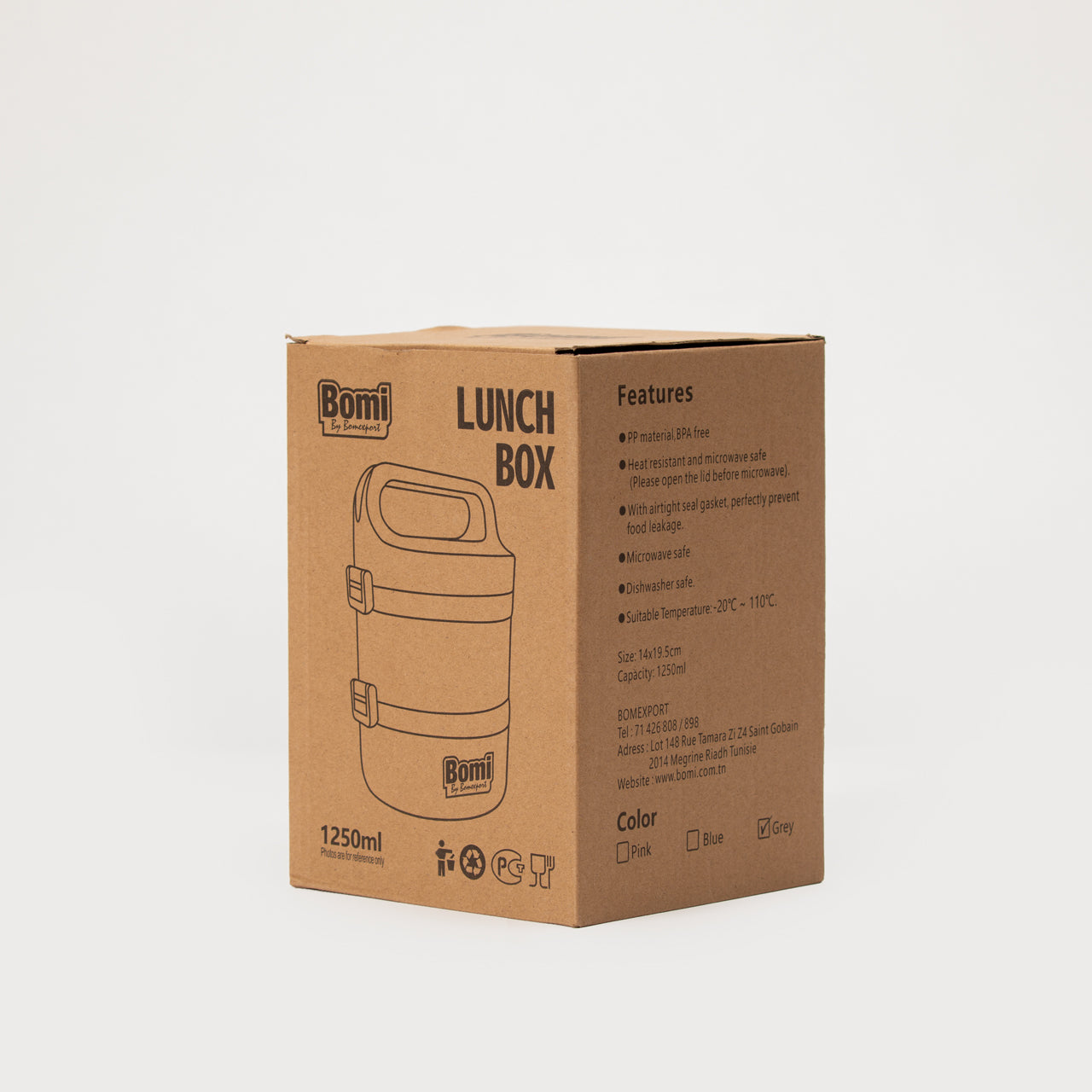 LUNCH BOX BOMI LB03-GRAY